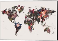 Framed Worldmap Flowers