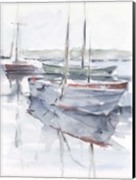 Framed Watercolor Harbor Study I