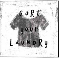 Framed 'Laundry Rules III BW' border=