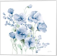 Framed 'Secret Garden Bouquet II Blue Light' border=