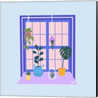 Framed Blue Indoor Garden