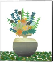 Framed Soft Blooms In Gray Vase