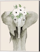 Framed Floral Crowned Elephant
