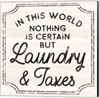 Framed Laundry Art III-Laundry & Taxes