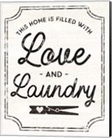 Framed 'Laundry Art portrait II-Love & Laundry' border=