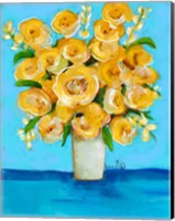 Framed Yellow Flowers on Teal