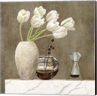 Framed 'Floral Setting on White Marble I' border=