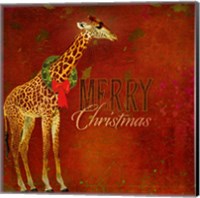 Framed Colorful Christmas II-Giraffe Christmas