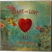 Framed Colorful Christmas VII-Peace & Love