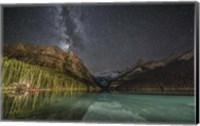 Framed Milky Way Over Lake Louise in Banff National Park, Alberta, Canada