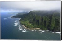 Framed Aerial View Of Kauai Coastline, Hawaii