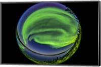 Framed 360 Degree Fish-Eye View of the Northern Lights Over Prelude Lake
