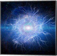 Framed Supernova, Galaxy in Eye Shape, With Lightning