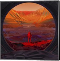 Framed Artist's Concept of An Astronaut On Mars, As Viewed Through the Window of a Spacecraft