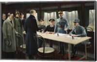 Framed Allied Nation Delegates awaiting the German delegation aboard a Train