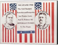 Framed Campaign poster for William McKinley and Theodore Roosevelt