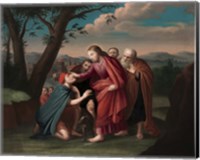 Framed Jesus Christ healing a Blind Man