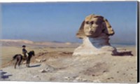 Framed Napoleon Bonaparte on horseback in front of the Great Sphinx of Giza