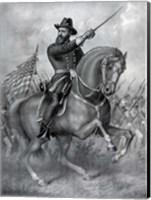 Framed General Benjamin Harrison on horseback, during the Battle of Resaca