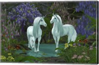 Framed Mare and Stallion White Unicorns