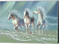 Framed Herd of Unicorns Gallop Through the Waves