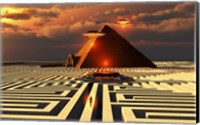 Framed Aliens Visiting An Ancient Egyptian Pyramid Maze
