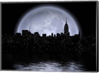 Framed NYC Cityscape Reflects in the Moon