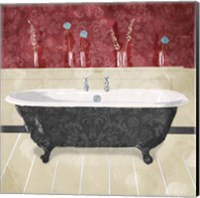 Framed Bathroom Florals Crimson 2