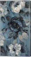 Framed Loose Flowers on Dusty Blue IV