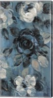 Framed Loose Flowers on Dusty Blue IV