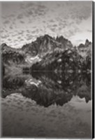 Framed Baron Lake Monte Verita Peak Sawtooh Mountains I BW