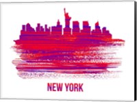 Framed New York Skyline Brush Stroke Red