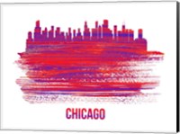 Framed Chicago Skyline Brush Stroke Red