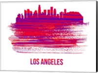 Framed Los Angeles Skyline Brush Stroke Red