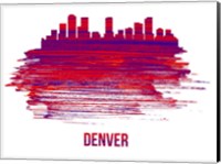 Framed Denver Skyline Brush Stroke Red