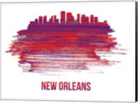Framed New Orleans Skyline Brush Stroke Red