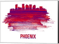 Framed Phoenix Skyline Brush Stroke Red