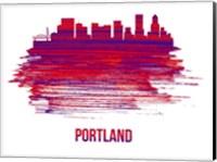 Framed Portland Skyline Brush Stroke Red