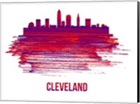 Framed Cleveland Skyline Brush Stroke Red