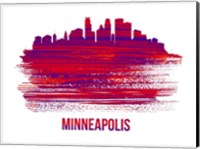 Framed Minneapolis Skyline Brush Stroke Red