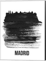 Framed Madrid Skyline Brush Stroke Black