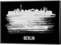 Framed Berlin  Skyline Brush Stroke White