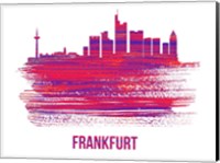 Framed Frankfurt Skyline Brush Stroke Red