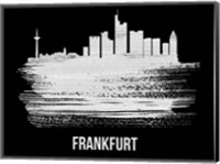 Framed Frankfurt Skyline Brush Stroke White