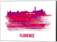 Framed Florence Skyline Brush Stroke Red