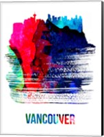 Framed Vancouver Skyline Brush Stroke Watercolor