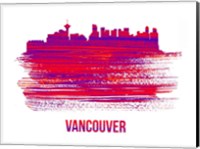 Framed Vancouver Skyline Brush Stroke Red