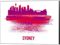 Framed Sydney Skyline Brush Stroke Red