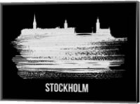 Framed Stockholm Skyline Brush Stroke White
