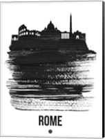 Framed Rome Skyline Brush Stroke Black